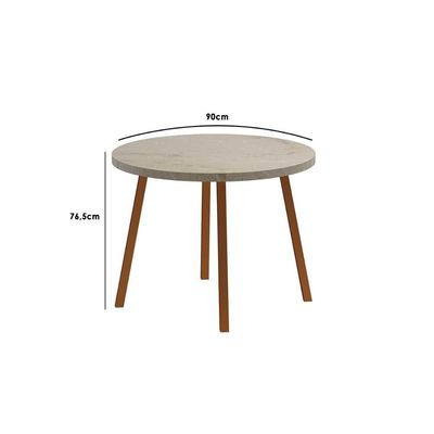 Mesa Para Cozinha Stellar 1599 Aço C-tampo Madeirado Redondo 100cm Nogal-preto - Carraro