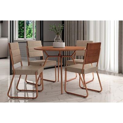 Mesa Para Cozinha 1588 Aço C-tampo Madeirado 100cm Freijo C- Rose - Carraro