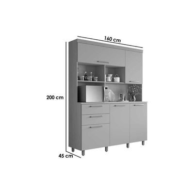 Kit De Cozinha Compacta Nobreza C- 5 Portas E 2 Gavetas 160cm Carvalho-cinza - Nesher