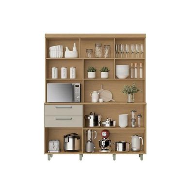 Kit De Cozinha Compacta Nobreza C- 5 Portas E 2 Gavetas 160cm Carvalho-cinza - Nesher