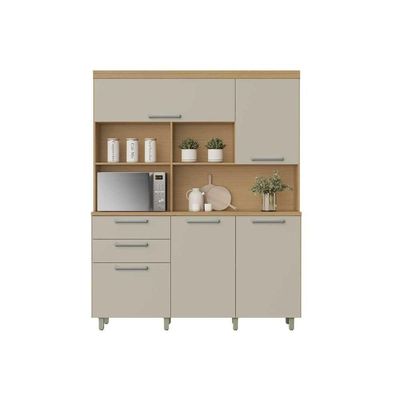Kit De Cozinha Compacta Nobreza C- 5 Portas E 2 Gavetas 160cm Carvalho-cinza - Nesher
