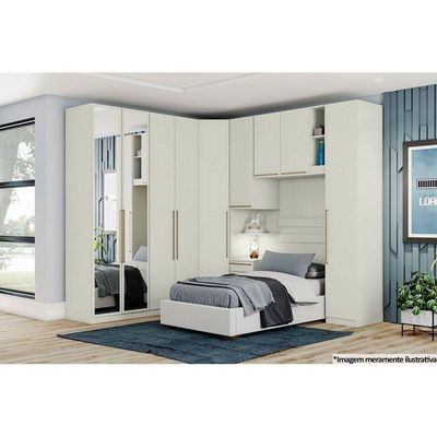 Modulado De Quarto Armário Ponte Aéreo Solteiro Mc12 Seletto C- 2 Portas E 2 Nichos Areia-jequitibá