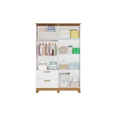 Guarda Roupa Bebê 4 Portas E 2 Gavetas Jujuba Nature/branco - Permóbili Baby