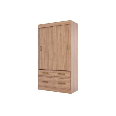 Guarda Roupa Solteiro 2 Portas De Correr E 4 Gavetas Briz Be25 Branco-rosa