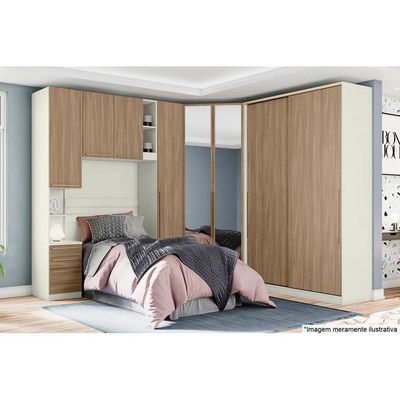 Módulo De Quarto Casal Guarda Roupa C/ 1 Porta Mc01 Seletto Areia/jequitibá - Henn