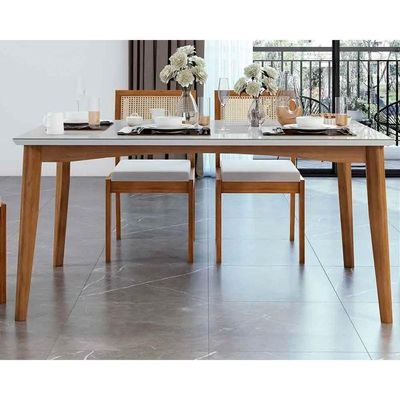 Mesa P- Cozinha Monalisa C- Tampo Madeirado Vidro 160x90cm Natural - Nesher