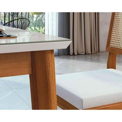 Mesa P- Cozinha Monalisa C- Tampo Madeirado Vidro 160x90cm Natural - Nesher