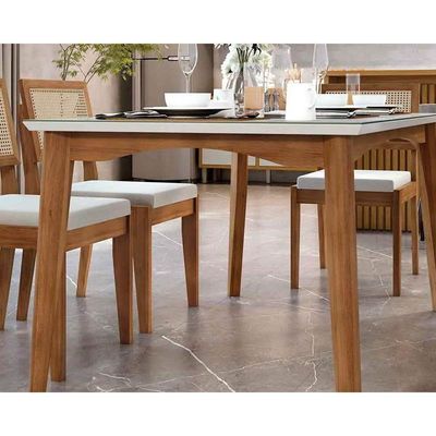 Mesa P- Cozinha Monalisa C- Tampo Madeirado Vidro 160x90cm Natural - Nesher