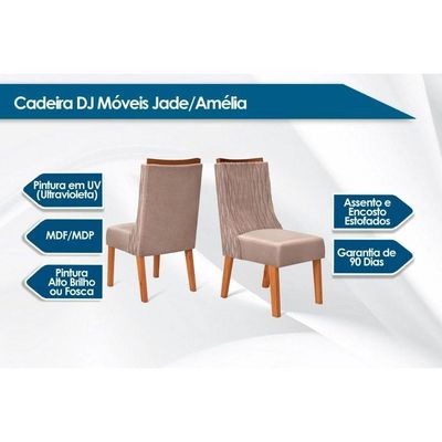 Sala De Jantar Completa Rubi C- Tampo Madeirado C- Vidro 170x90cm E 6 Cadeiras Jade Freijo-off White-off White - Suede Kraft - Dj Móveis