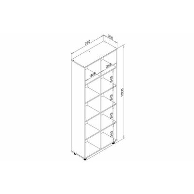 Estante P-sala Esm225 C- 10 Nichos 74x185cm Mel - Movelbento