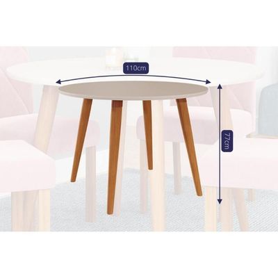Sala De Jantar Dani C- Tampo Madeira Maciça 110cm E 4 Cadeiras Maia Nature-suede Mascavo Chocolate