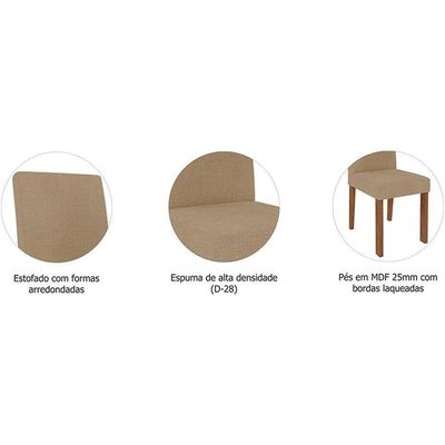 Sala De Jantar Dani C- Tampo Madeira Maciça 110cm E 4 Cadeiras Maia Nature-suede Mascavo Chocolate