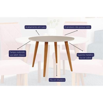 Sala De Jantar Dani C- Tampo Madeira Maciça 110cm E 4 Cadeiras Maia Nature-suede Mascavo Chocolate