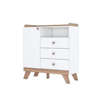 Quarto Infantil Completo Confete 2 Peças (1 Guarda Roupa + 1 Cômoda) Qi66 Branco/jequitiba - Henn