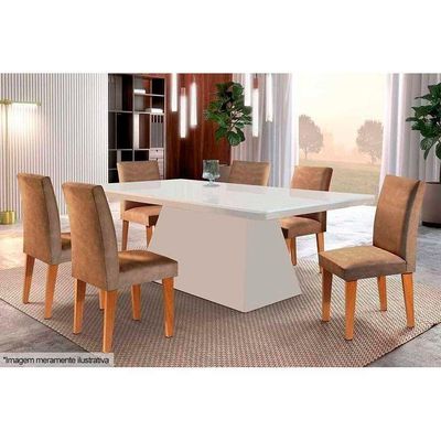 Mesa P- Cozinha Luna C- Tampo 180x90cm Flex Madeirado Vidro Canto Curvo - Imbuia-ripado 3d-off White - Rufato
