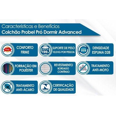 Colchão Solteiro Espuma D28 Pródormir Advanced Ultra Resistente Black (88x188x14) - Probel