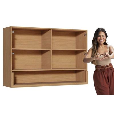Armário Aéreo Para Cozinha Simone Mendes Com 2 Portas 120cm Carvalho Cinza - Nesher