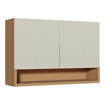 Armário Aéreo Para Cozinha Simone Mendes Com 2 Portas 120cm Carvalho Cinza - Nesher