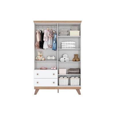 Quarto De Bebê Completo Confete 3 Peças (1 Guarda Roupa + 1 Berço + 1 Cômoda) Qi57 Branco-jequitiba
