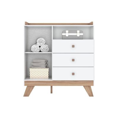 Quarto De Bebê Completo Confete 3 Peças (1 Guarda Roupa + 1 Berço + 1 Cômoda) Qi57 Branco-jequitiba