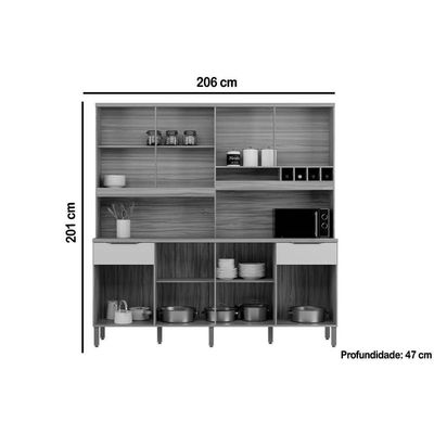 Kit De Cozinha Compacta Concord 8 Portas E 2 Gavetas 200x206cm Amendoa-branco - Ronipa