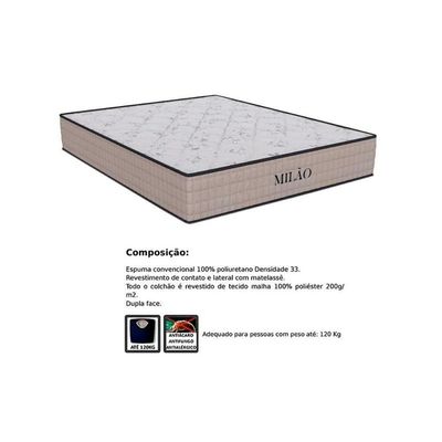 Conjunto Box Solteiro: Colchão Espuma Orthoflex D33 Milão Double Face + Base Crc Suede Clean(88x188)