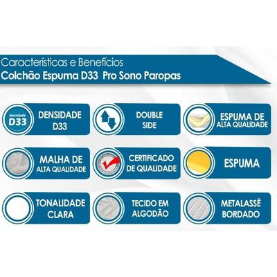Colchão King Espuma D33 - Ag 65 Pro Sono Confort Euro Pillow Gray (193x203x26) - Paropas