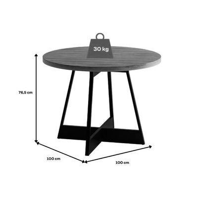 Mesa Para Cozinha átria 1594 Redonda Aço C-tampo Madeirado Redondo 100cm Nogal-freijo Rose - Carraro