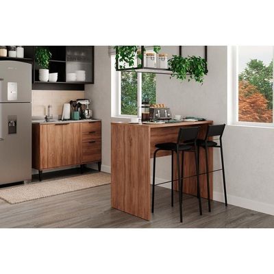 Bancada Ilha Cozinha Gourmet Alpha 2513 120cm Preto - Carraro