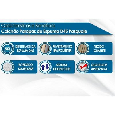 Colchão Solteiro Espuma D45 Pasquale Black (78x188x18) - Paropas