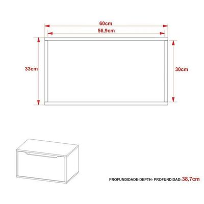Gabinete De Banheiro Suspenso Bn3646 Sem Cuba 1 Porta 60cm Mármore Branco - Tecno Mobili