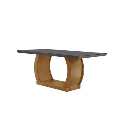 Mesa Para Cozinha Jade C-tampo Madeirado Vidro Canto Reto 180x90cm Imbuia-grafite - Rufato