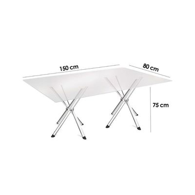 Sala De Jantar Completa Volga C- Tampo De Vidro 150x80cm E 6 Cadeiras Florença Cromada - Preto - Kappesberg