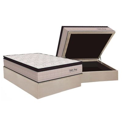 Conjunto Box Baú Casal: Colchão Espuma Orthoflex Molas Ensacadas Masterpocket Memory Hp + Base Crc Suede Clean(138x188)