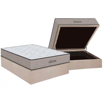 Conjunto Box Baú Casal: Colchão Espuma Orthoflex D45 Genova + Base Crc Suede Clean(138x188)