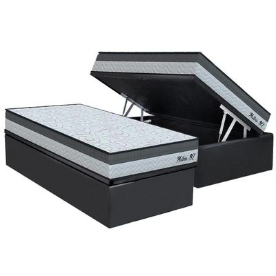 Conjunto Box Baú Solteiro Colchão Espuma Orthoflex D33 - Matera Ml + Base Crc Suede Gray(88x188)