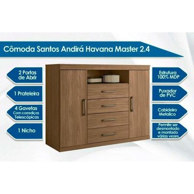 Cômoda De Quarto 1160 Com 6 Gavetas Com Espelho Avela - Carraro