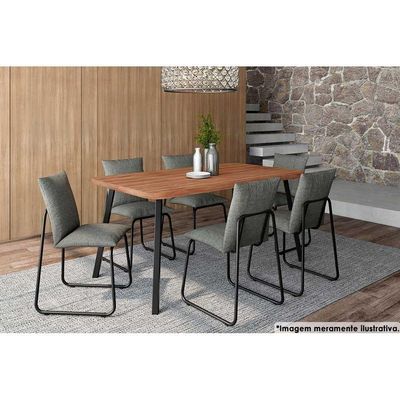 Mesa Para Cozinha Stellar 1597 Aço C-tampo Madeirado 160x90cm Petra-rose - Carraro