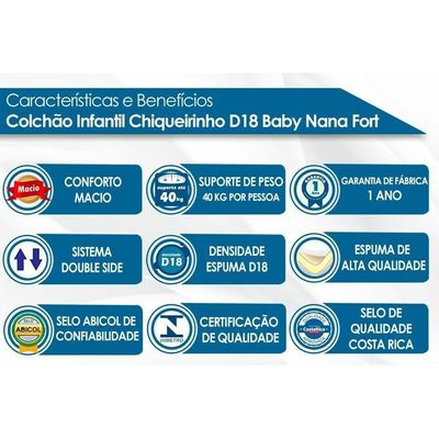 Colchão Infantil D18 Mini Berço Baby (62x93x7) - Polar