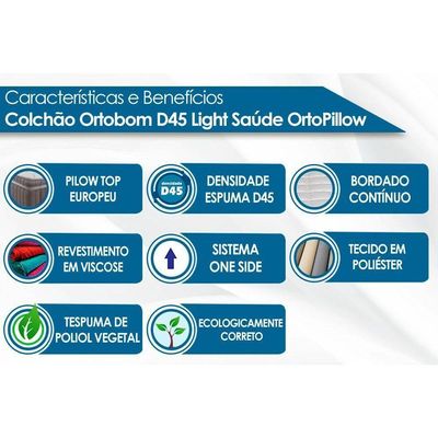 Colchão Solteiro Espuma D45 Light (78x188x14) Ortobom