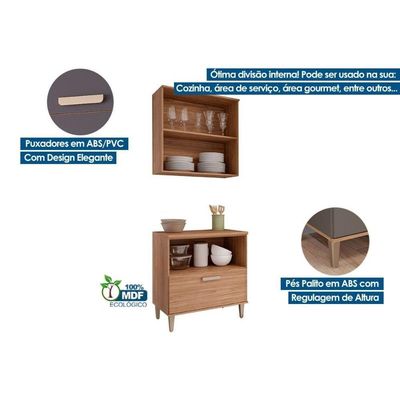 Cozinha Bella 2 Peças S- Portas (1 Armário + 1 Balcão) 80cm Freijo Mgm