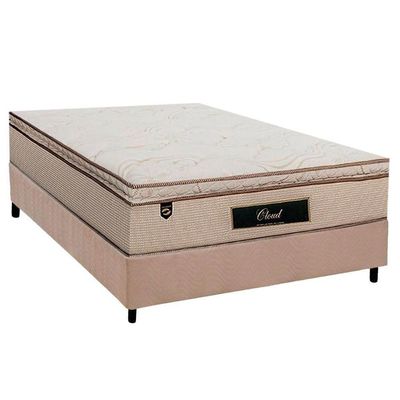 Conjunto Box Casal: Colchão Molas Luckspuma Masterpocket Cloud + Base Crc Suede Clean(138x188)