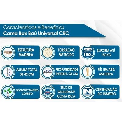 Cama Box Baú Solteiro Colchão Ortopédico Ortobom Light + Base Crc Courano White (88x188)