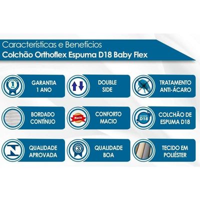 Colchão Infantil D18 Baby Flex (70x130x12) - Orthoflex