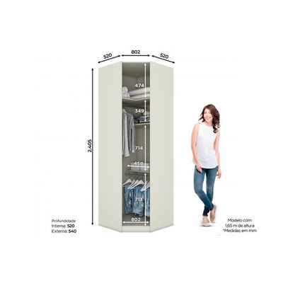 Modulado De Quarto Closet De Canto Mc07 C- 1 Porta Areia