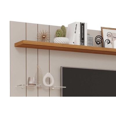 Painel Quarto P/ Tv Até 50 Polegadas Valência Plus C/ Prateleira E Nichos 160x135cm Cinamomo/off White - Permóbili