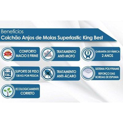 Colchão King Molas Superlastic King Best Euro Pillow Clean (193x203x28) - Anjos
