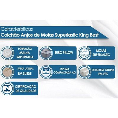 Colchão King Molas Superlastic King Best Euro Pillow Clean (193x203x28) - Anjos