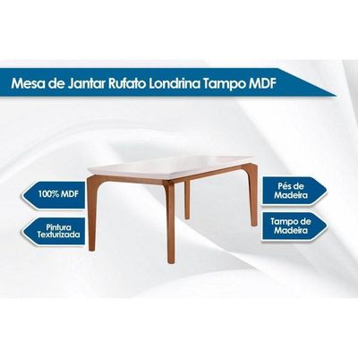 Sala De Jantar Completa Londrina C-tampo Madeirado Canto Reto 180x90cm E 6 Cadeiras Londrina Imbuia - Veludo Creme - Rufato