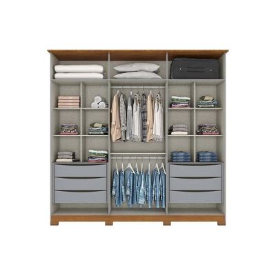 Guarda Roupa Casal 6 Portas E 6 Gavetas C- Espelho E Pés Andréas Nature-off White